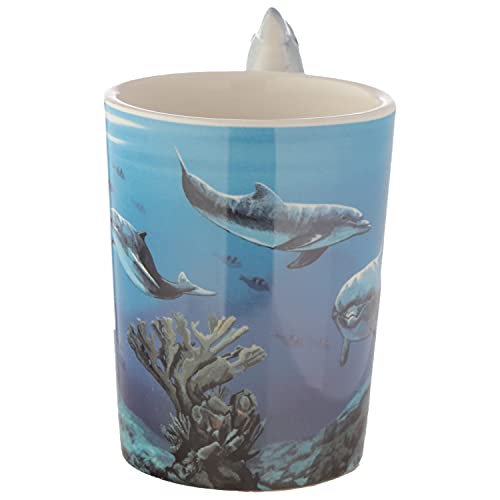 Puckator Dolphin Underwater Decal Ceramic Shaped Handle Mug Puckator