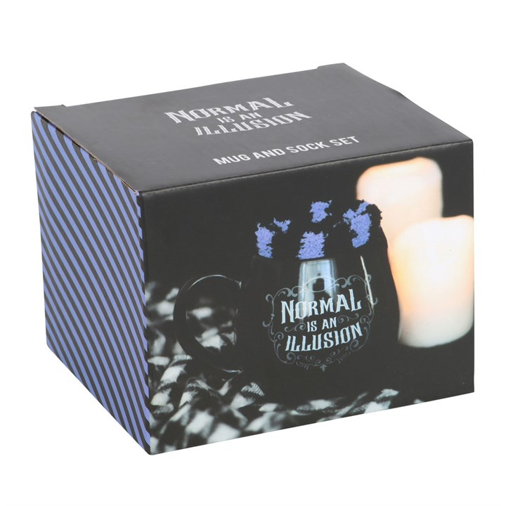 Normal Is an Illusion Gothic Mug and Socks Gift Set – 500ml