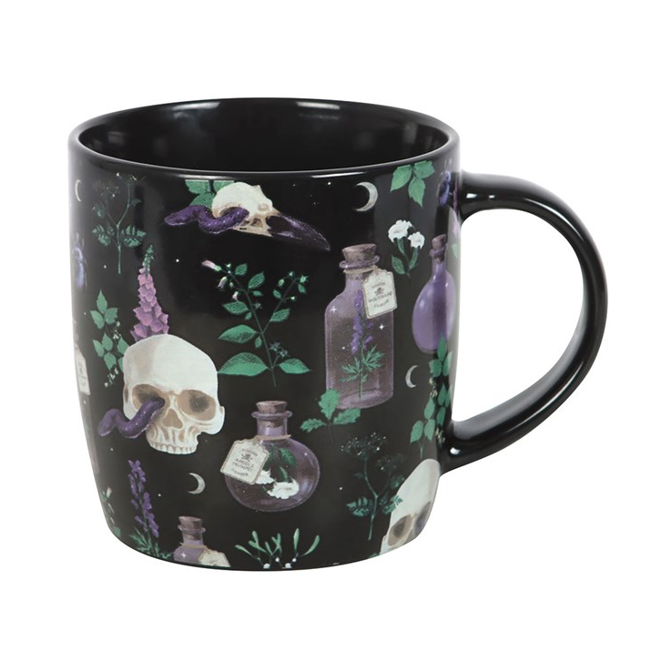 Venom & Vines Gothic Skull and Floral Ceramic Mug – 350ml