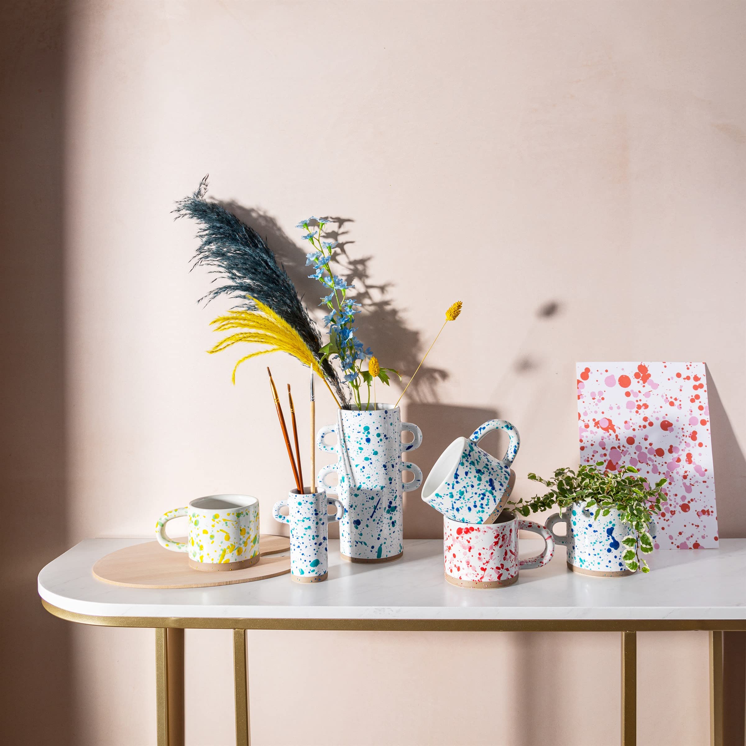 Sass & Belle Yellow and Green Splatterware Mug Sass & Belle