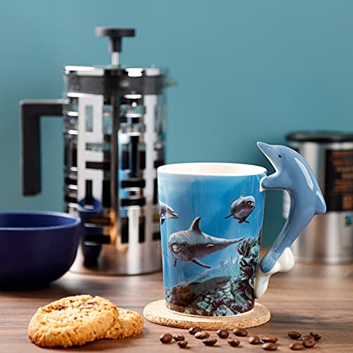 Puckator Dolphin Underwater Decal Ceramic Shaped Handle Mug Puckator
