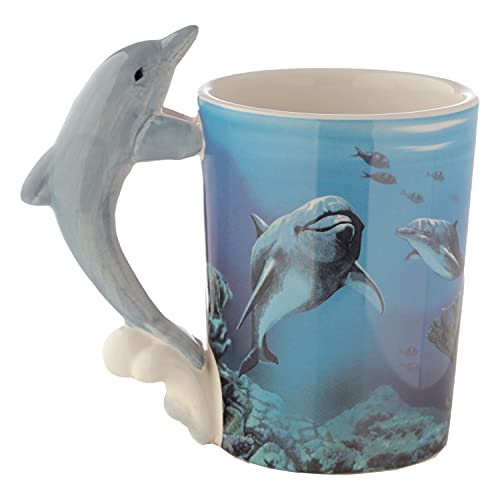Puckator Dolphin Underwater Decal Ceramic Shaped Handle Mug Puckator
