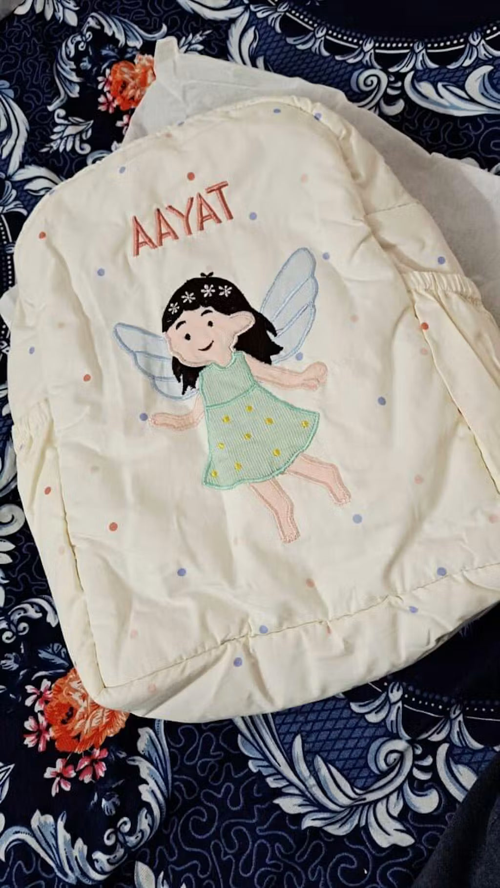 Fairy Whispers Personalised School Bag, Hand-Embroidered