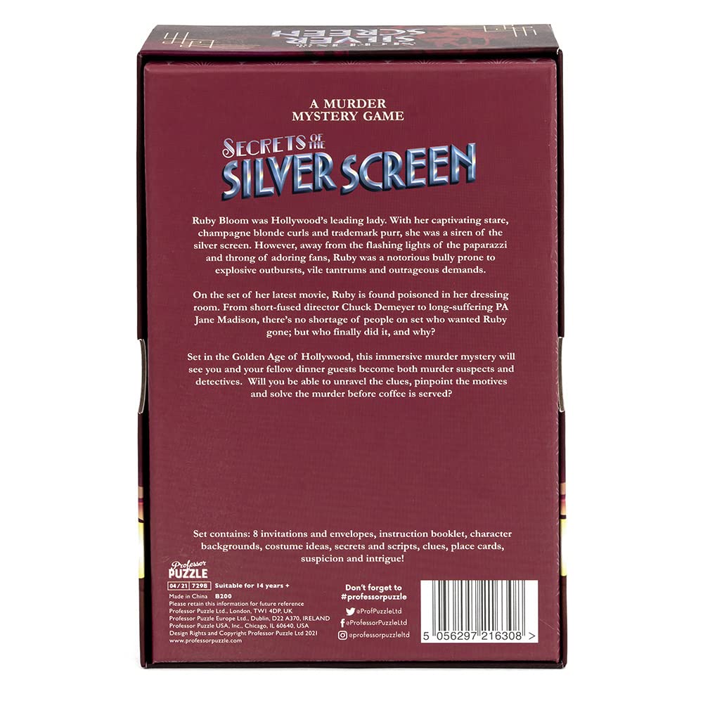 Professor Puzzle Secrets of the Silver Screen - Murder Mystery Card Game Professor PUZZLE
