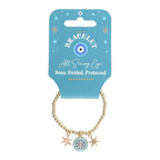 Gold-Toned All Seeing Eye Beaded Charm Bracelet