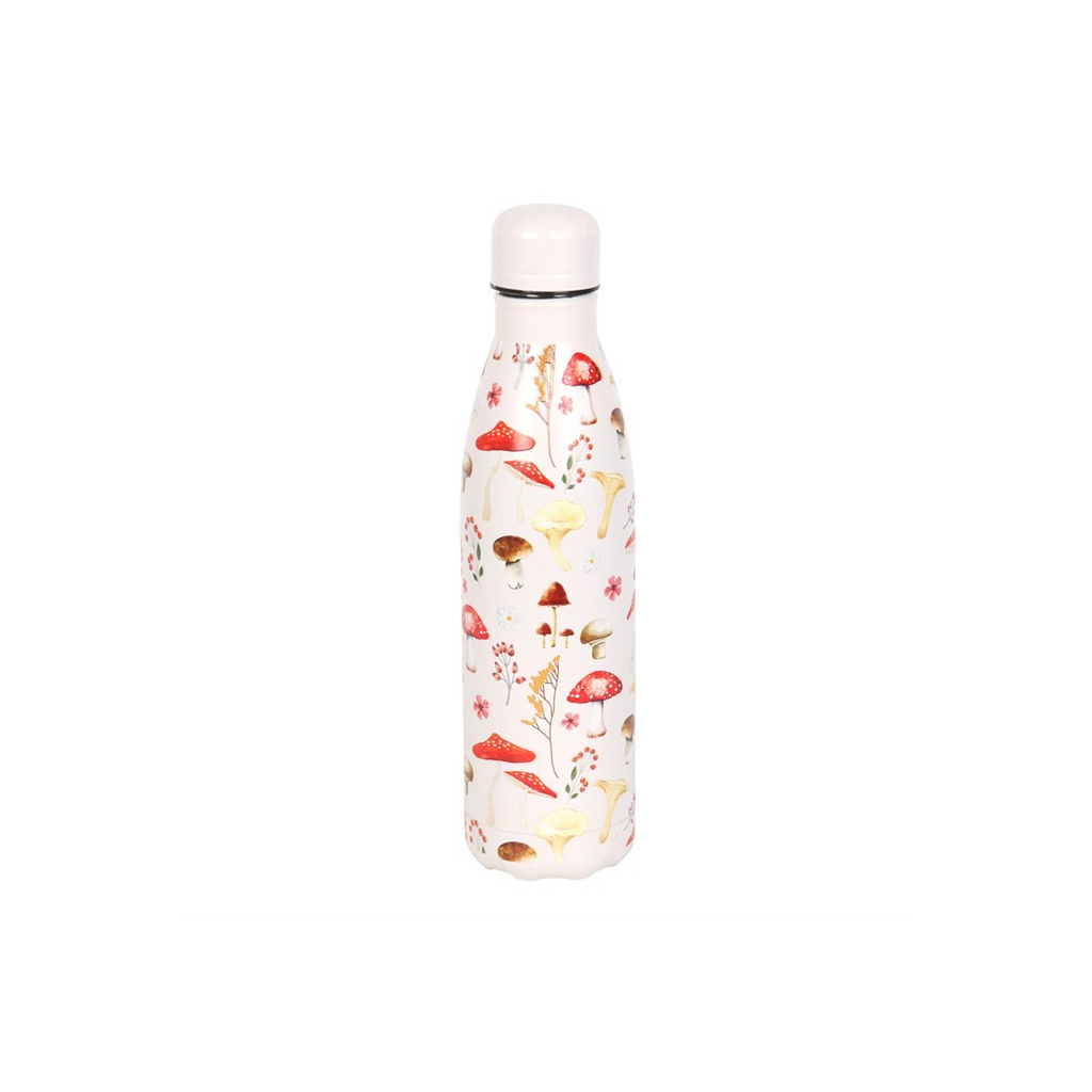 All Over Mushroom Print Metal Water Bottle