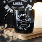 Support Your Local Witch Coven Black Ceramic Mug