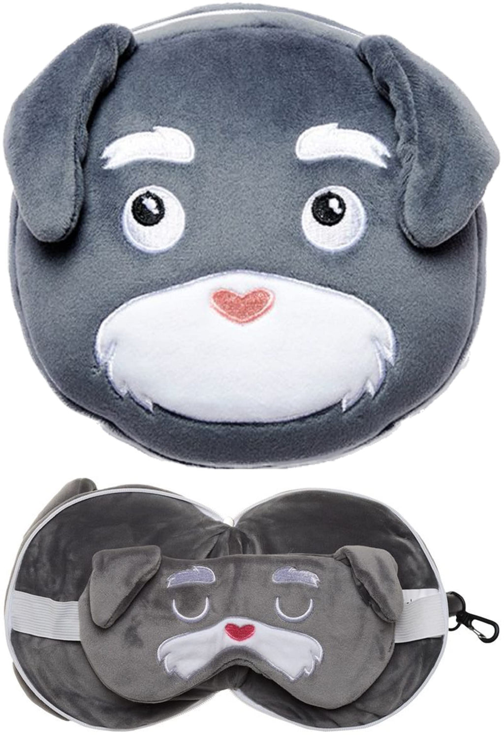 Relaxeazzz Dog Squad Lucky Cat Round Plush Travel Pillow & Eye Mask Puckator