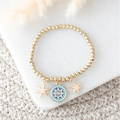 Gold-Toned All Seeing Eye Beaded Charm Bracelet