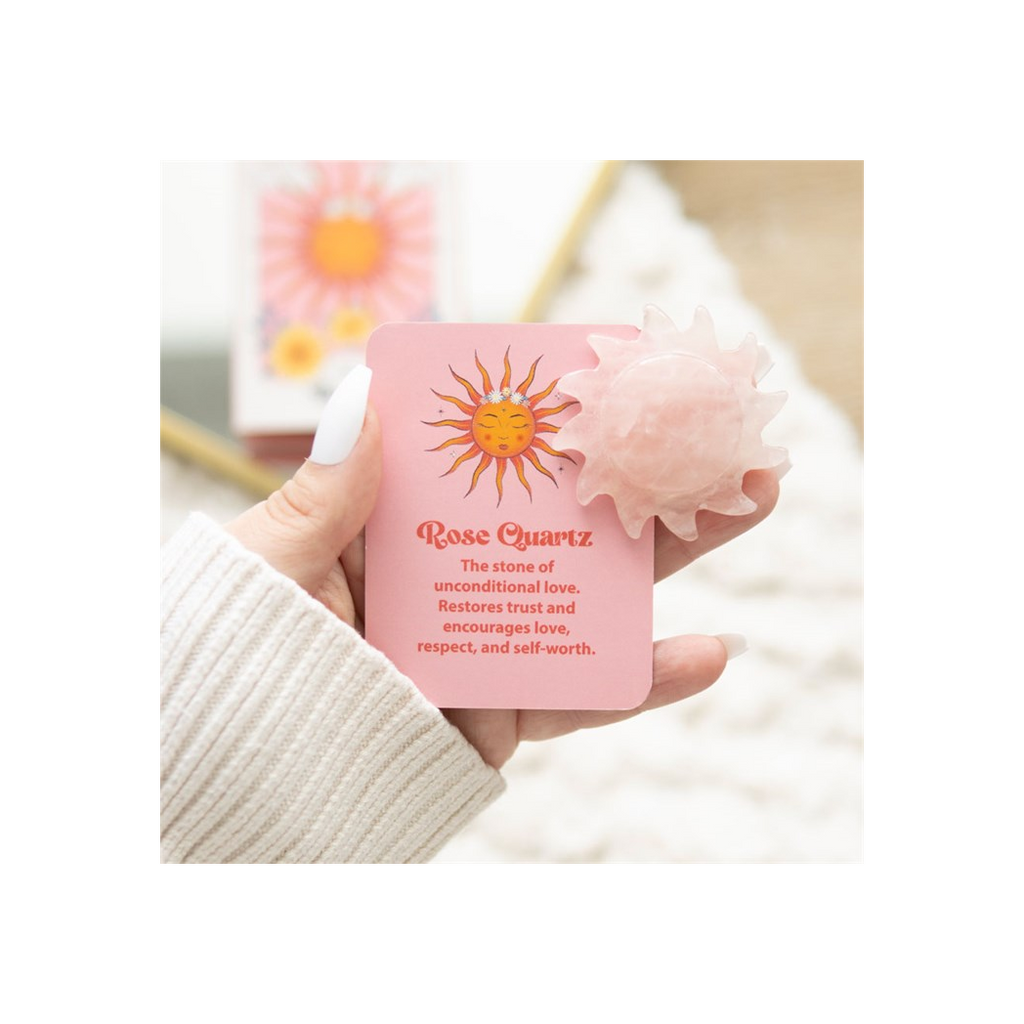 Rose Quartz Crystal Sun Keepsake Stone in a Box