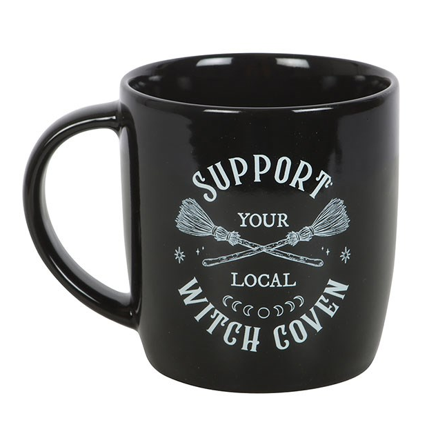 Support Your Local Witch Coven Black Ceramic Mug