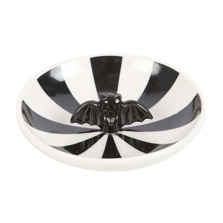 Black & White Striped Bat Trinket Dish