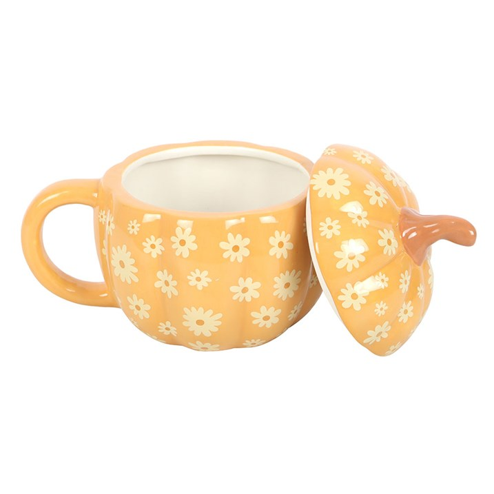Groovy Floral Pumpkin Lidded Mug
