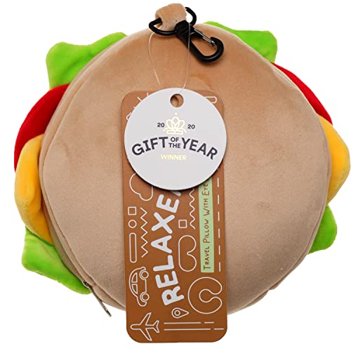 Relaxeazzz Fast Food Burger Round Plush Travel Pillow & Eye Mask Puckator