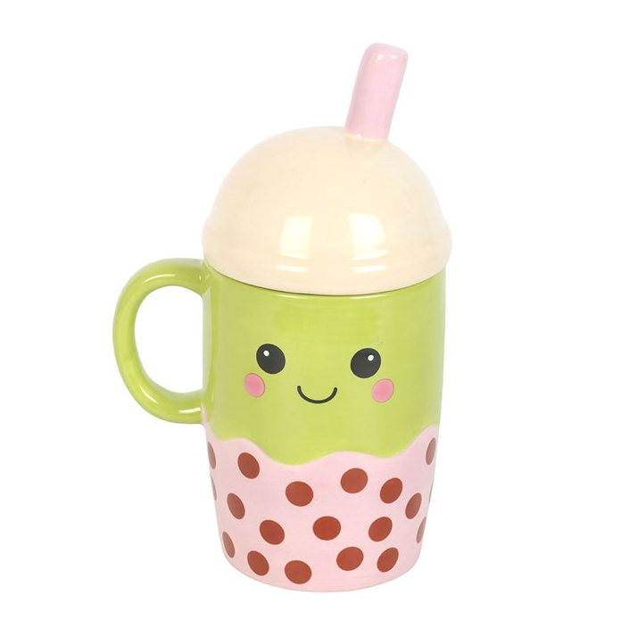 Kawaii Bubble Tea Lidded Mug