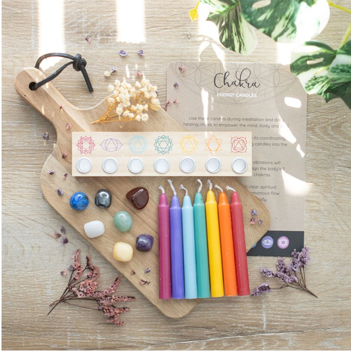 Chakra Energy Candle and Crystal Gift Set