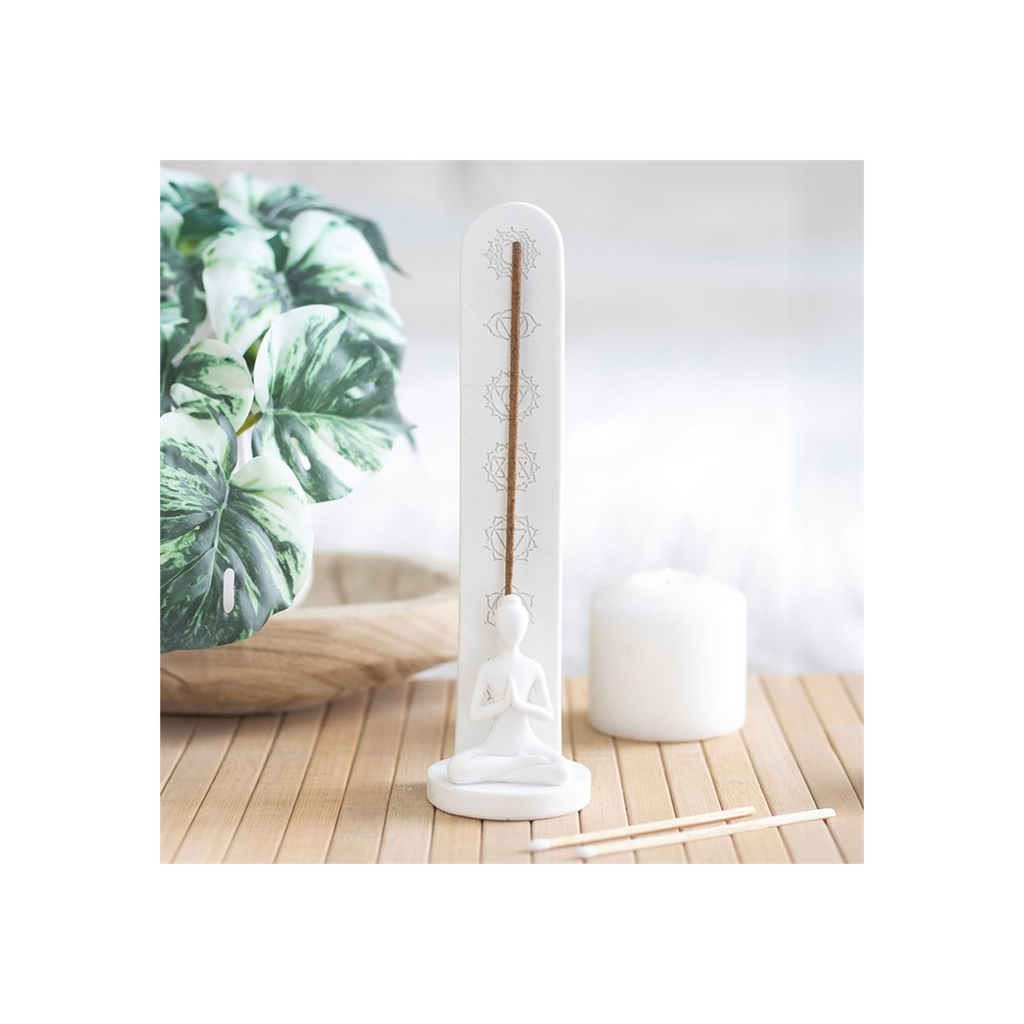 White Chakra and Yoga Pose Incense Stick Holder