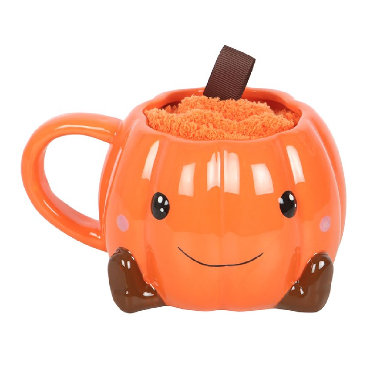 Cute Smiling Pumpkin Mug and Socks Set Something Different