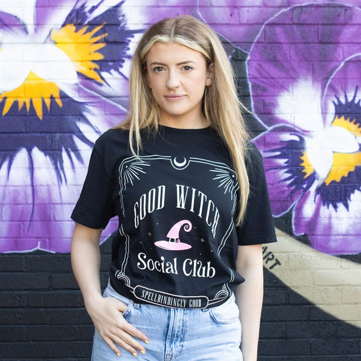 Pink Good Witch Social Club Unisex T-shirt Size L Something Different