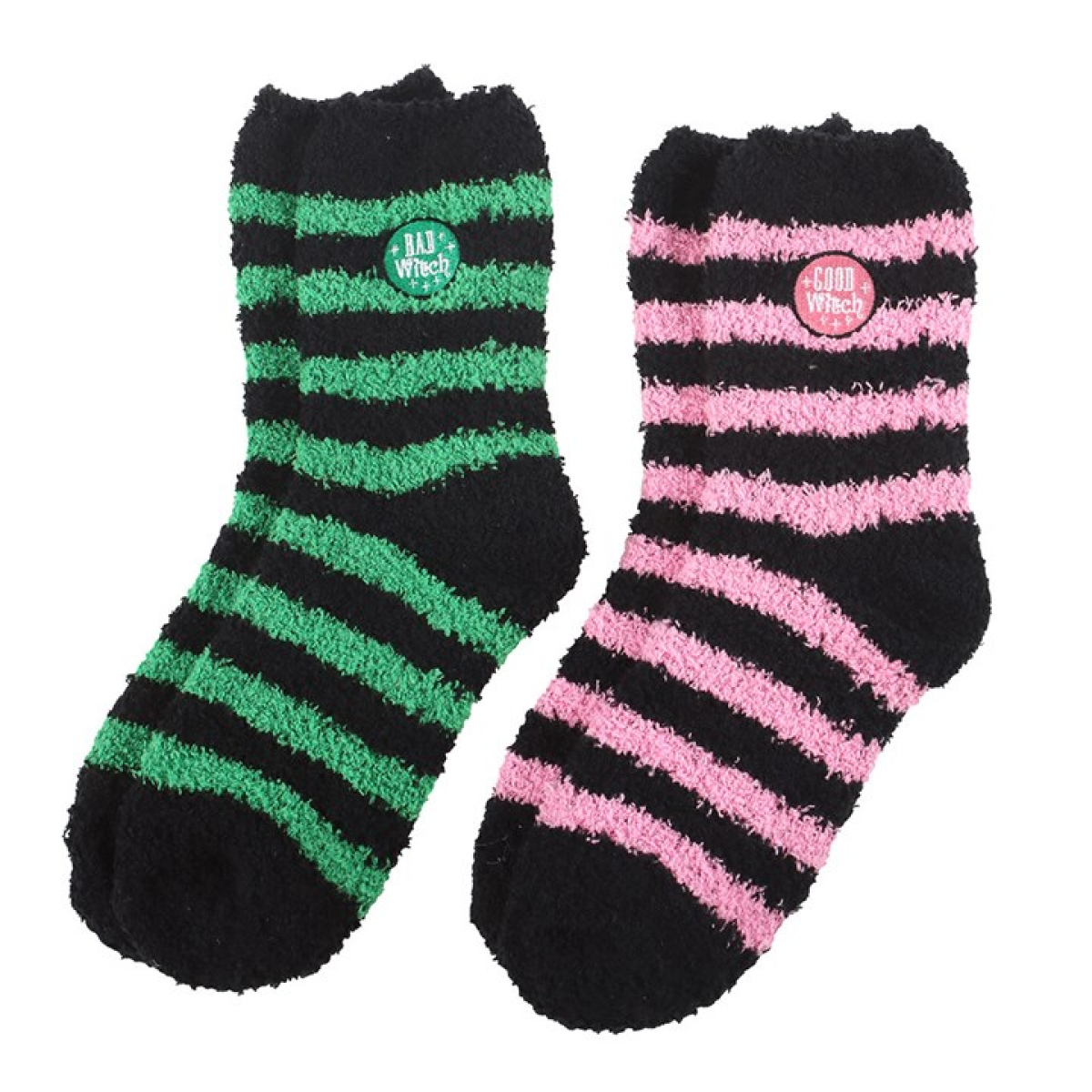 Set of 2 Good Witch and Bad Witch Fluffy Socks Something Different