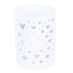 White Heart Cut Out Oil Burner and Wax Warmer