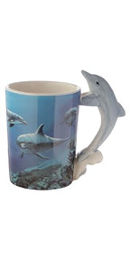 Puckator Dolphin Underwater Decal Ceramic Shaped Handle Mug Puckator