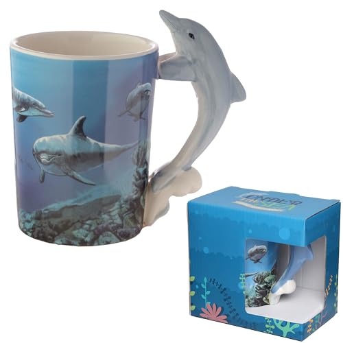 Puckator Dolphin Underwater Decal Ceramic Shaped Handle Mug Puckator