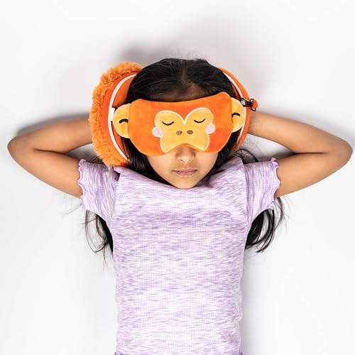 Relaxeazzz Adoramals Orangutan Round Plush Travel Pillow & Eye Mask Relaxeazzz