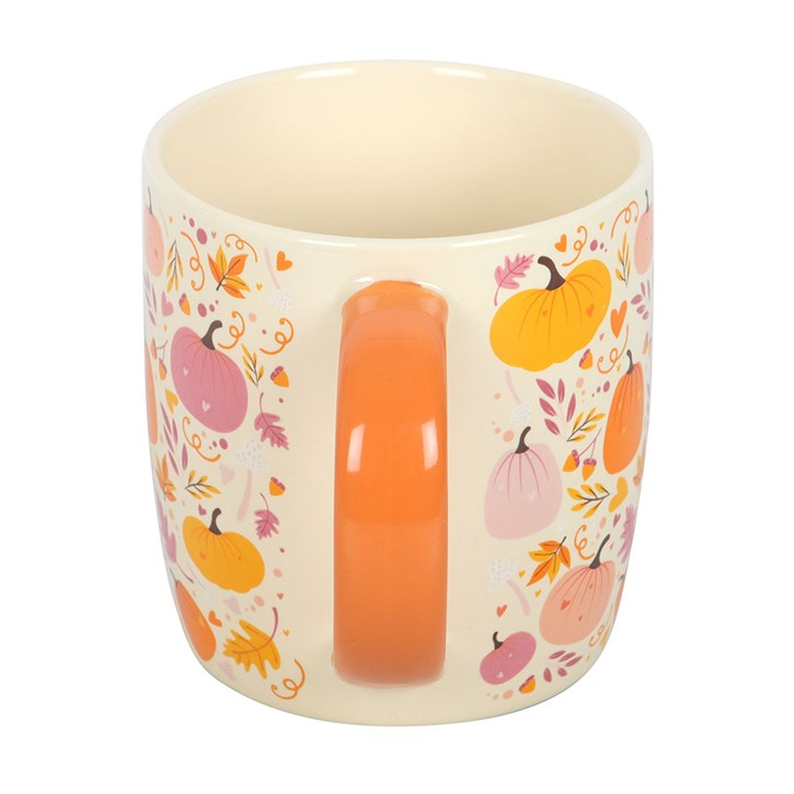 Pink and Orange Pumpkin Print Mug
