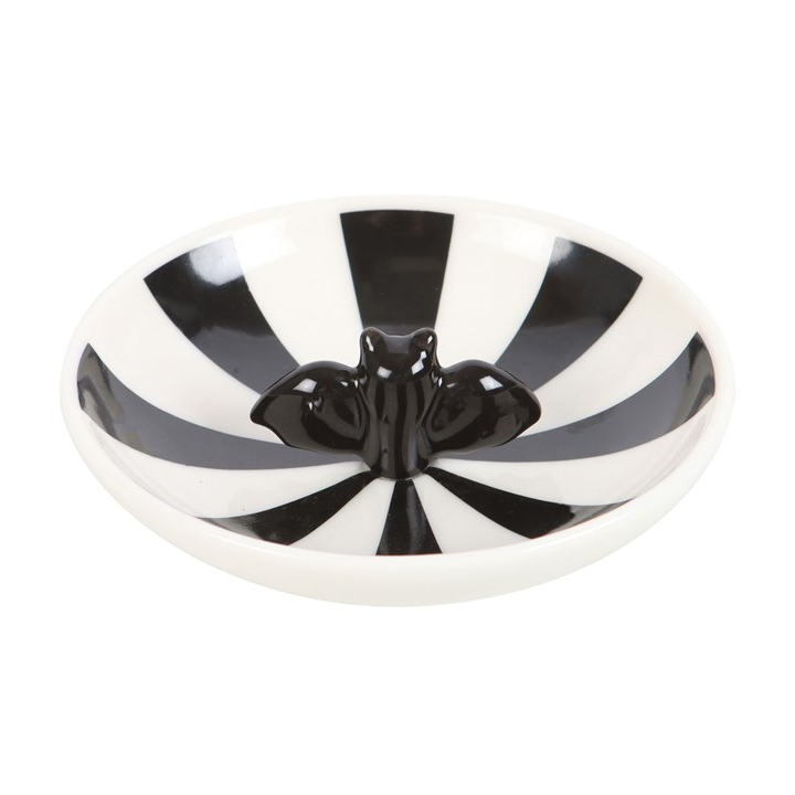 Black & White Striped Bat Trinket Dish