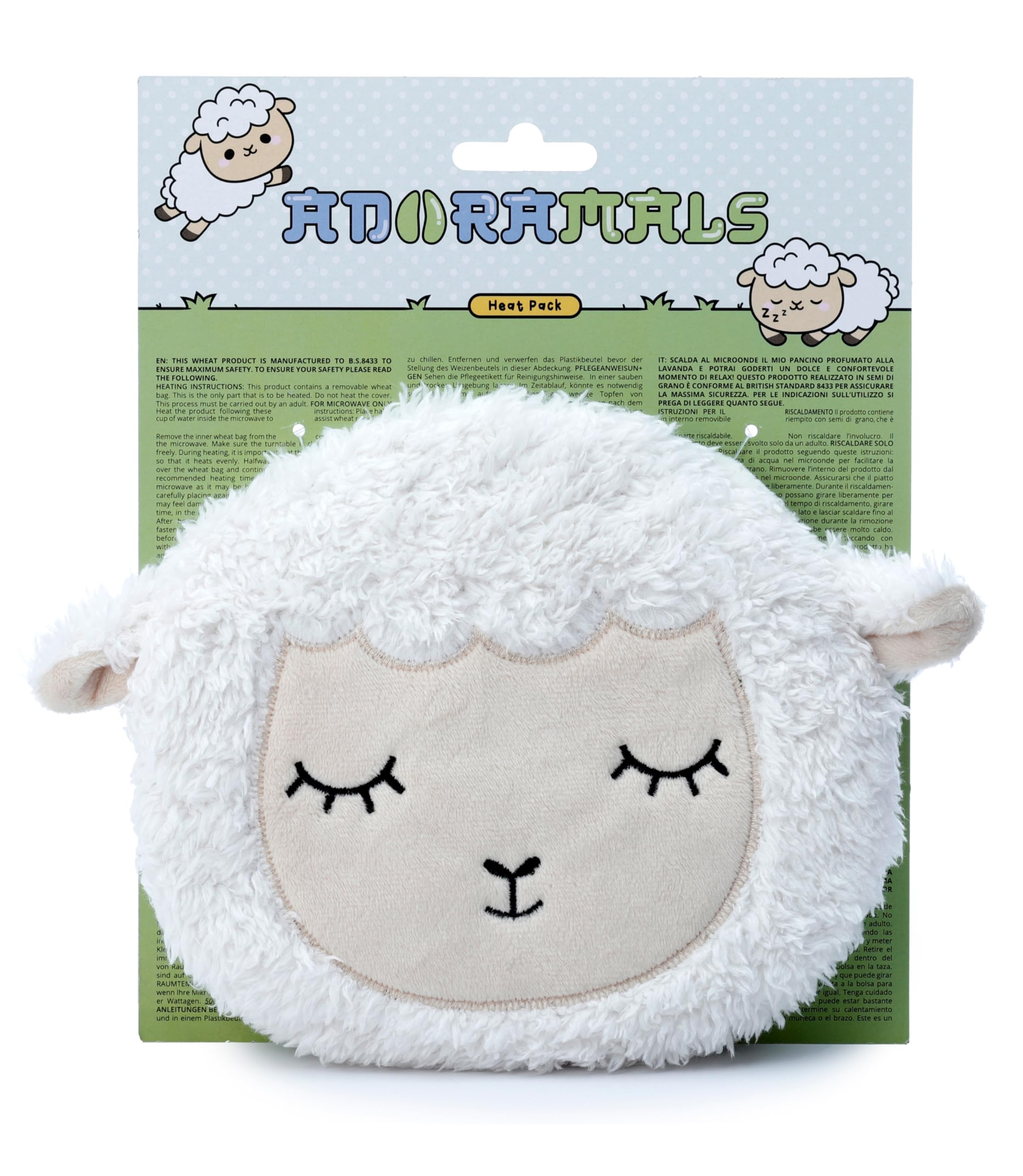 Puckator Adoramals Farm Sleepy Sheep Round Microwavable Plush Wheat & Lavender Heat Pack Puckator