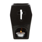 Gothic Coffin Oil Burner with Cross Cut-Out