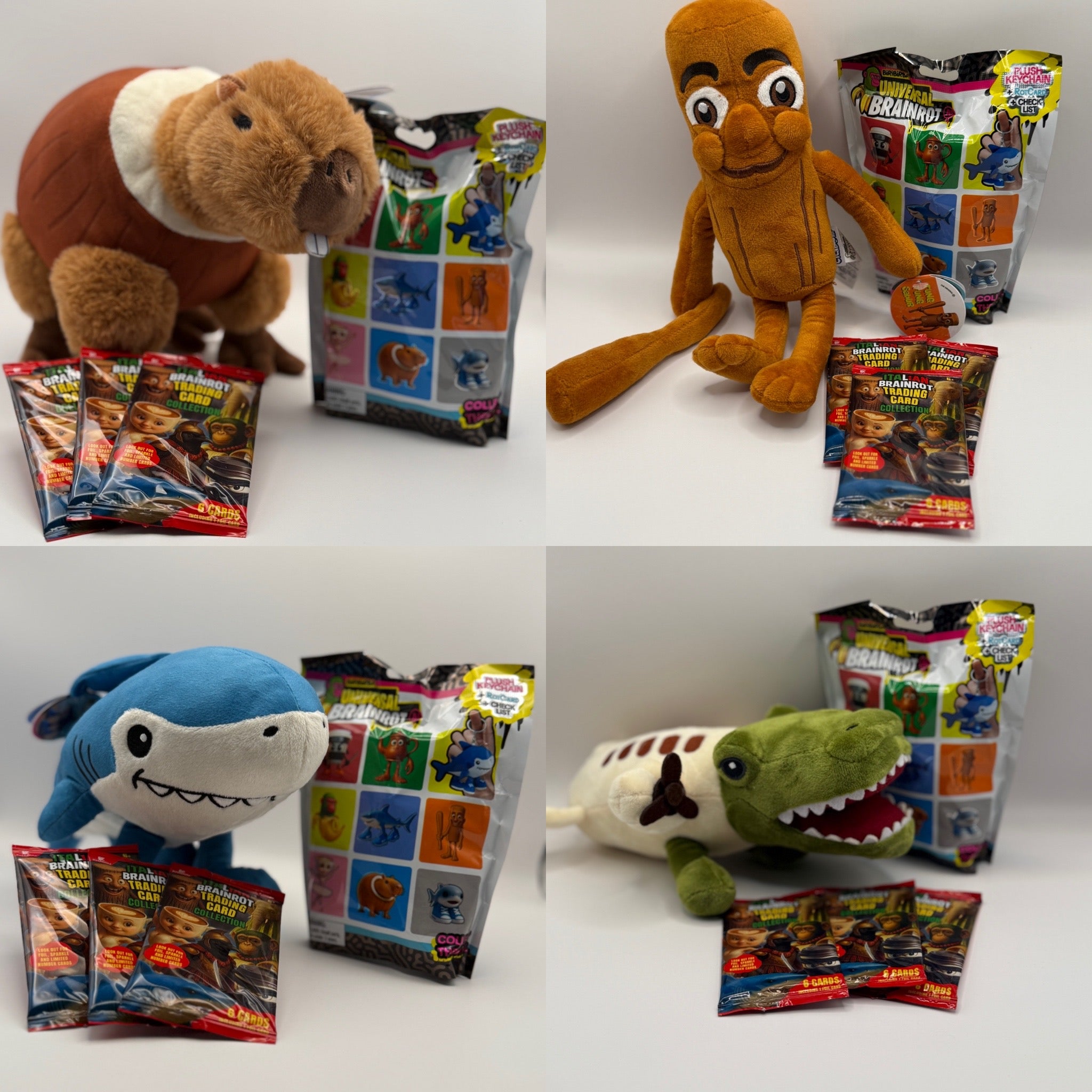 Italian Brainrot Bundle- 25cm Plush Toy, Mystery Bag and 3 Packets of Trading Cards