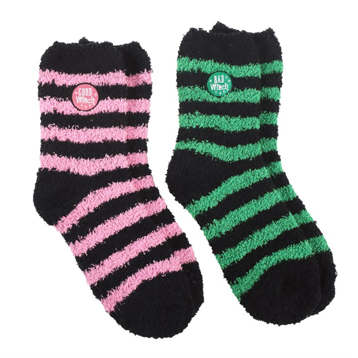 Set of 2 Good Witch and Bad Witch Fluffy Socks Something Different