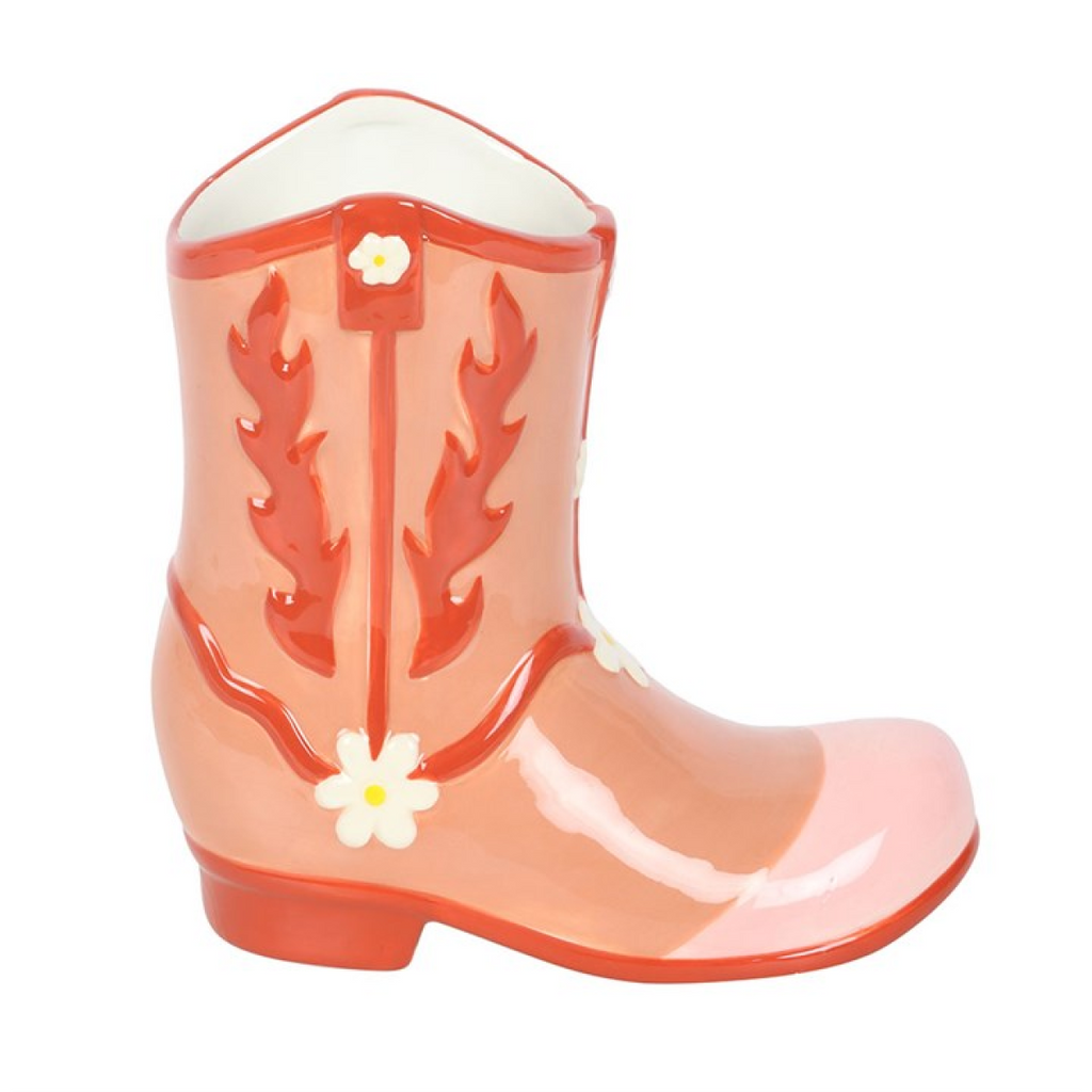 Pink Cowboy Boot Flower Vase Something Different