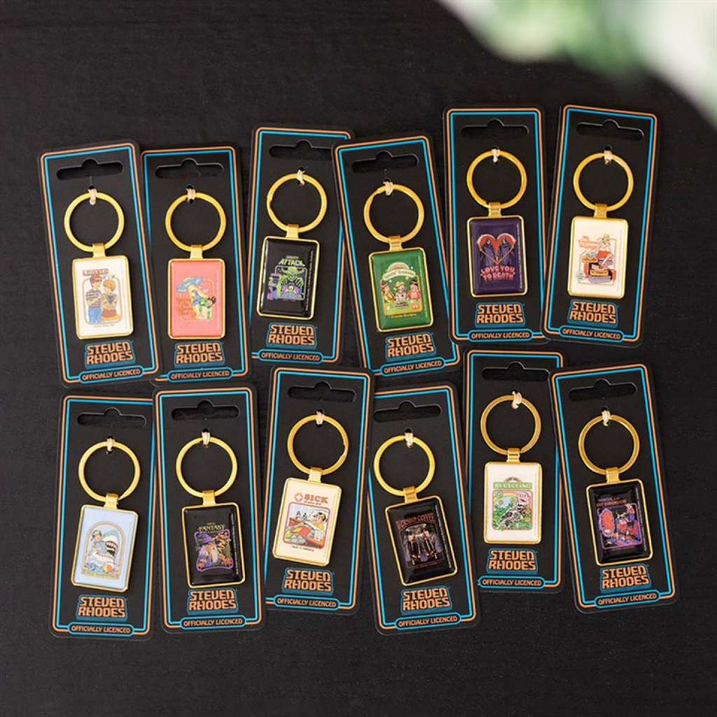 Set of 12 Enamel Keyrings by Steven Rhodes