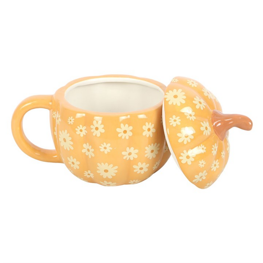 Groovy Floral Pumpkin Lidded Mug Something Different