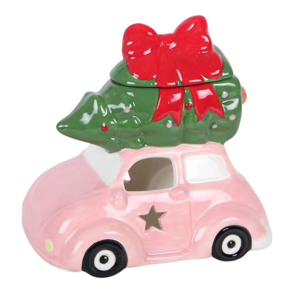 Pink Car with Christmas Tree Ceramic Oil Burner