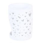 White Heart Cut Out Oil Burner and Wax Warmer