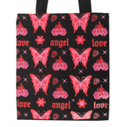 Flaming Butterfly Print Polycotton Tote Bag