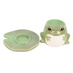Frog-Shaped Oil Burner with Lily Pad Plate