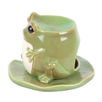 Frog-Shaped Oil Burner with Lily Pad Plate