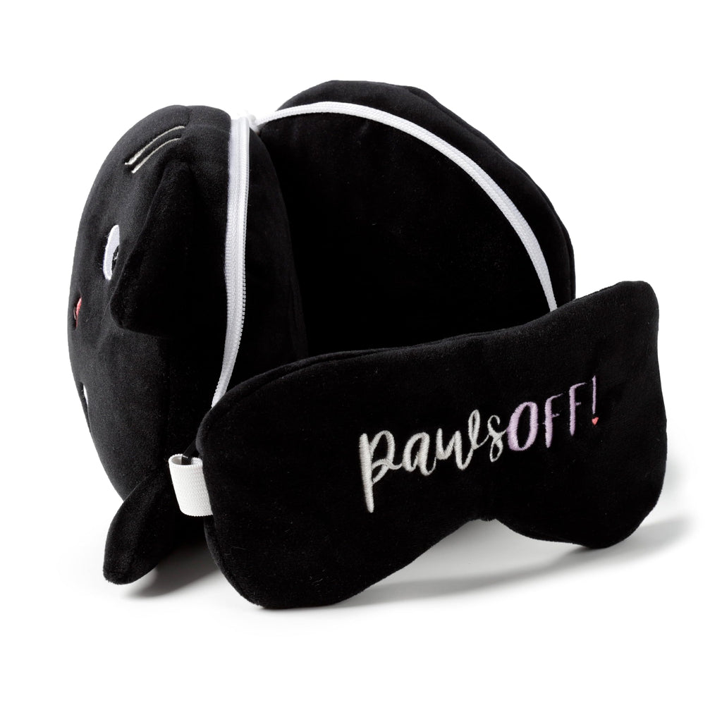 Relaxeazzz Feline Fine Lucky Cat Round Plush Travel Pillow & Eye Mask Puckator