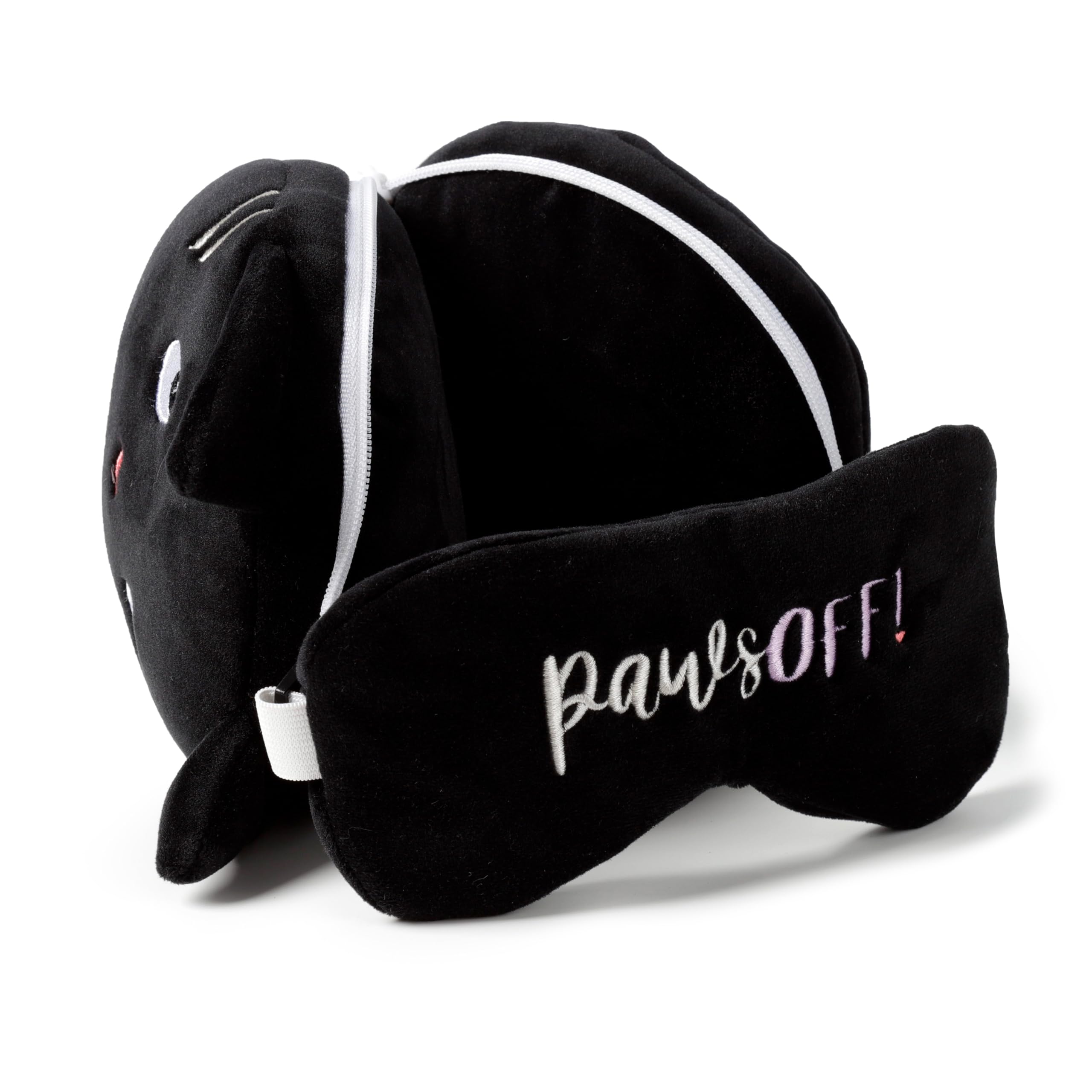 Relaxeazzz Feline Fine Lucky Cat Round Plush Travel Pillow & Eye Mask Puckator