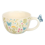 Luna Bloom Floral Ceramic Mug with Butterfly Handle