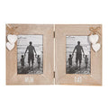 Mum and Dad Double Photo Frame – Whitewash Heart Charm Design