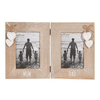 Mum and Dad Double Photo Frame – Whitewash Heart Charm Design
