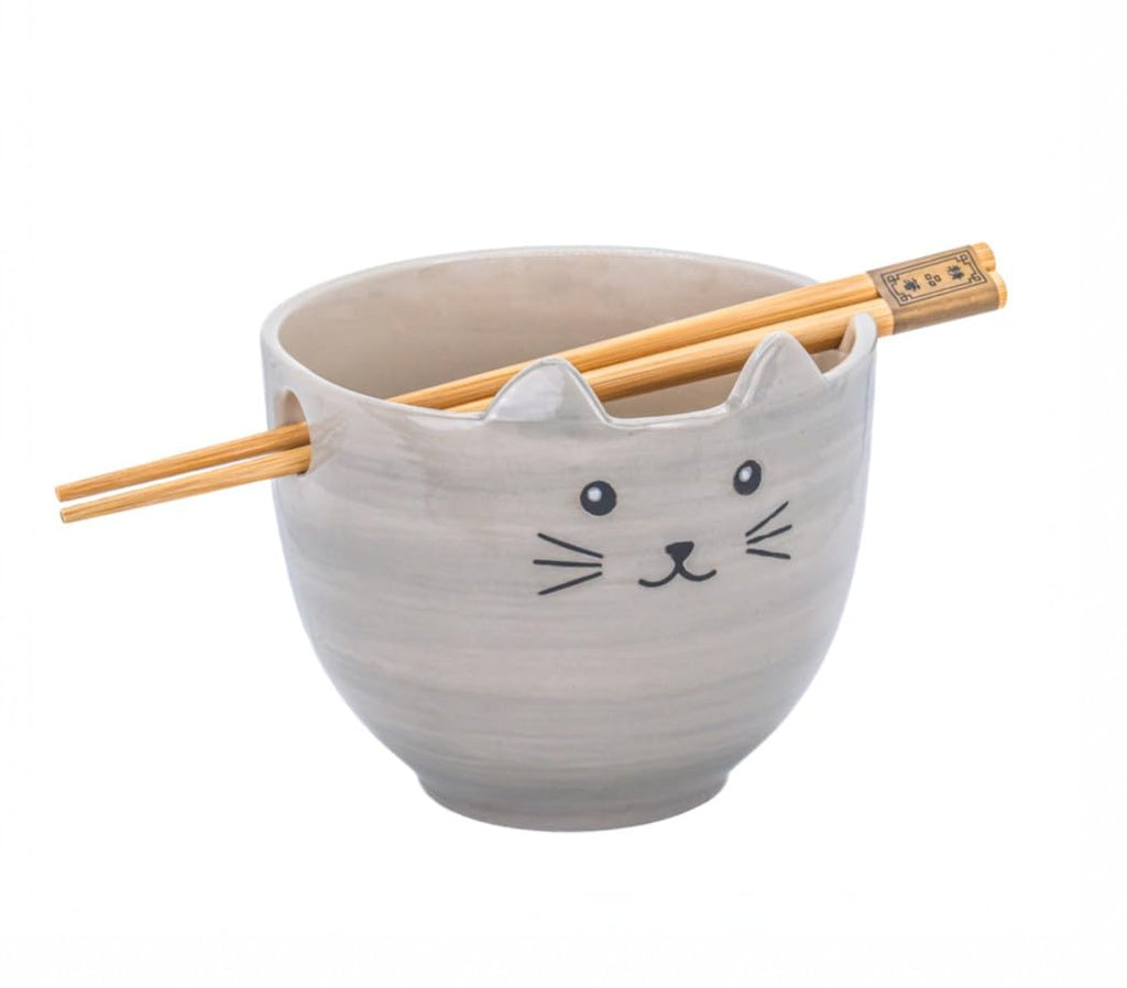 Sass & Belle Cat Noodle Bowl with Chopsticks –Frog/Cat