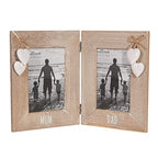 Mum and Dad Double Photo Frame – Whitewash Heart Charm Design