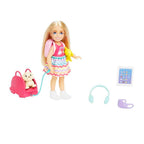 Mattel Barbie Chelsea Small Doll & 6 Accessories – Travel Set with Puppy, Pet Carrier &amp; Backpack